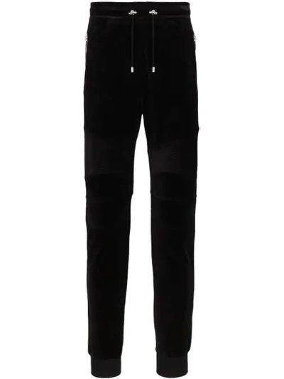 Shop Balmain Zipped Detail Track Pants In Black