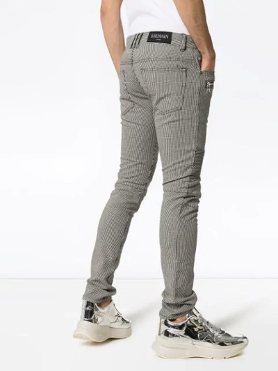 Shop Balmain Houndstooth Skinny Jeans In Black