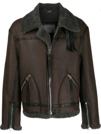 Shop Lanvin Fur-lined Aviator Jacket In 60 Brown