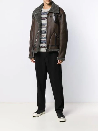 Shop Lanvin Fur-lined Aviator Jacket In 60 Brown