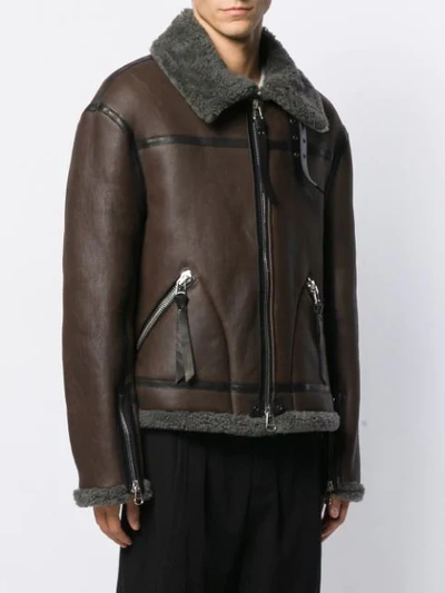 Shop Lanvin Fur-lined Aviator Jacket In 60 Brown