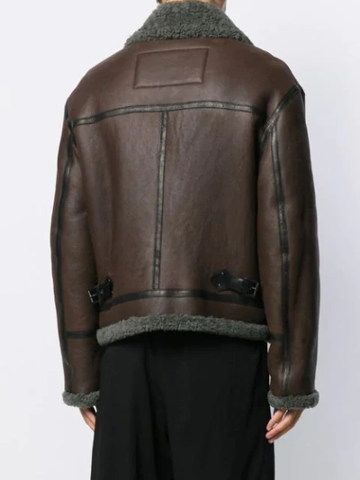 Shop Lanvin Fur-lined Aviator Jacket In 60 Brown