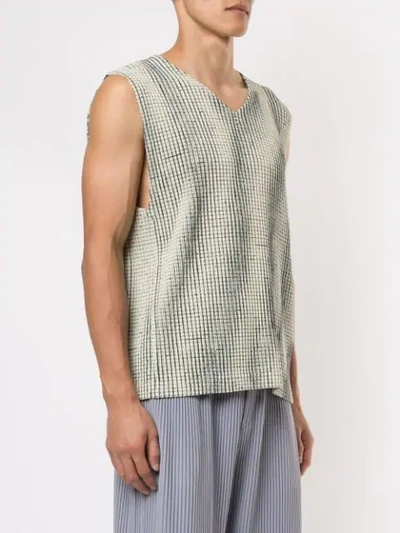 Shop Issey Miyake Pleated Tank Top In White