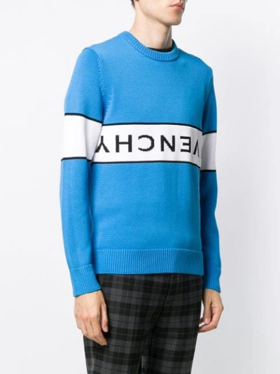 Shop Givenchy Reverse Logo Sweater In Blue