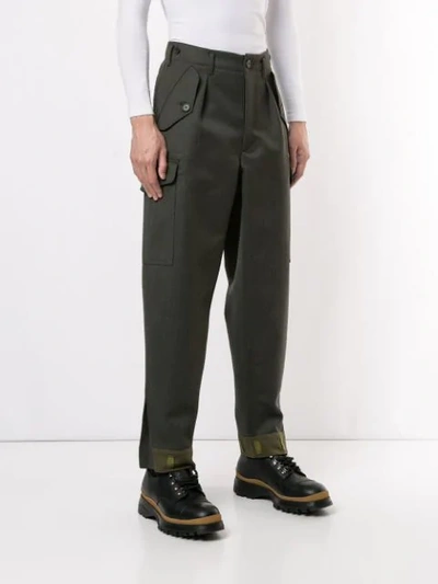 Shop Loewe Flap Pocket Trousers In Green