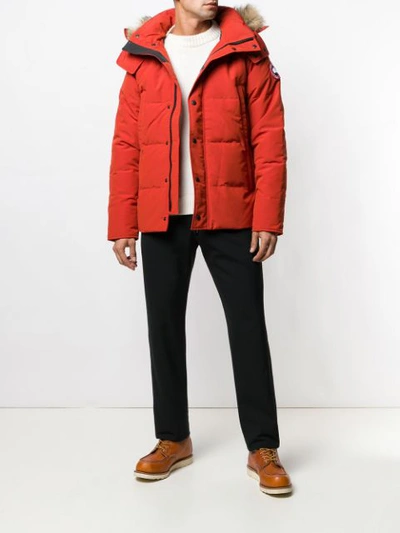Shop Canada Goose Hooded Padded Jacket In Red
