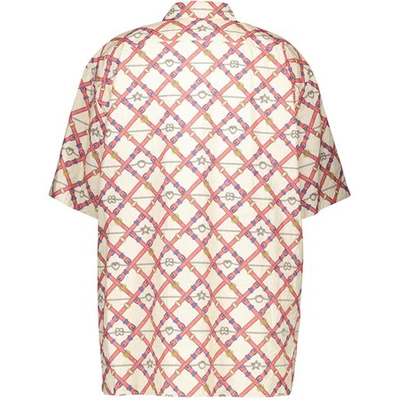 Shop Gucci Paper Feel Oversize Bowling Shirt In Ivory Red