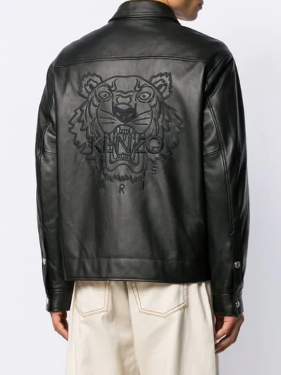 Shop Kenzo Tonal Tiger Motif Embroidered Jacket In Black