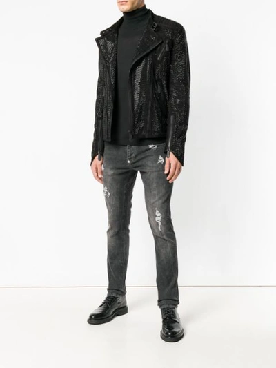 Shop Philipp Plein Distressed Skinny Jeans - Grey