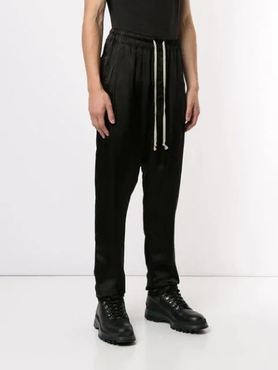 Shop Rick Owens Drawstring Dropped Trousers In Black