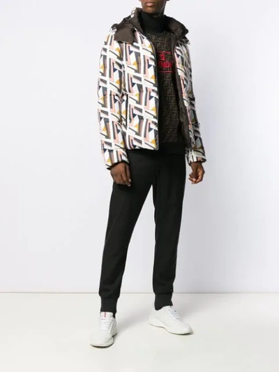 FENDI GEOMETRIC PATTERN PADDED JACKET - 白色