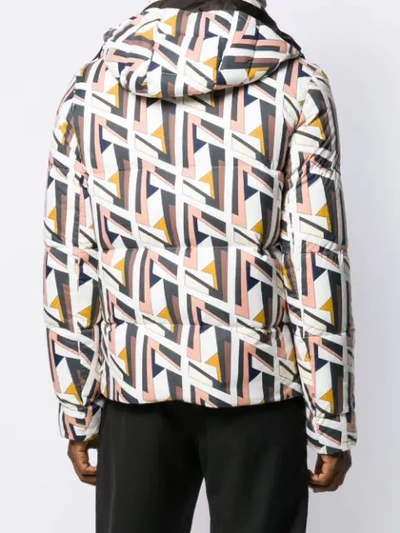 Shop Fendi Geometric Pattern Padded Jacket In White