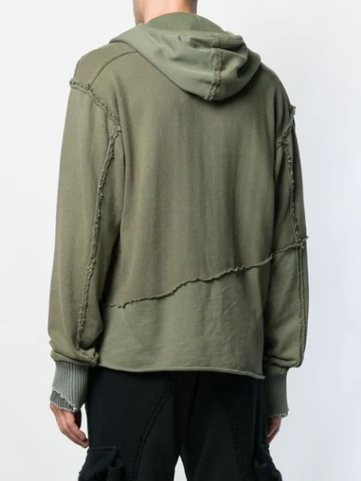 Shop Greg Lauren Slouchy High Tech Hoodie In Green