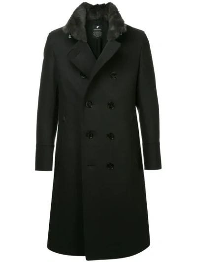 Shop Loveless Double Breasted Coat In Black