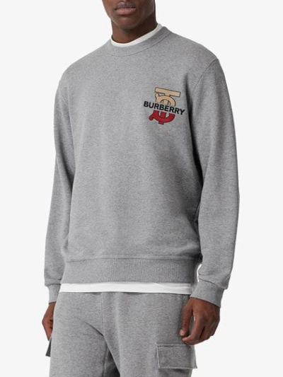 Shop Burberry Monogram Motif Sweatshirt In Grey
