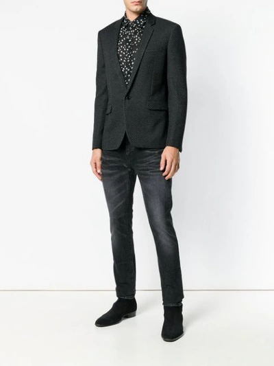 Shop Saint Laurent Textured Blazer - Black