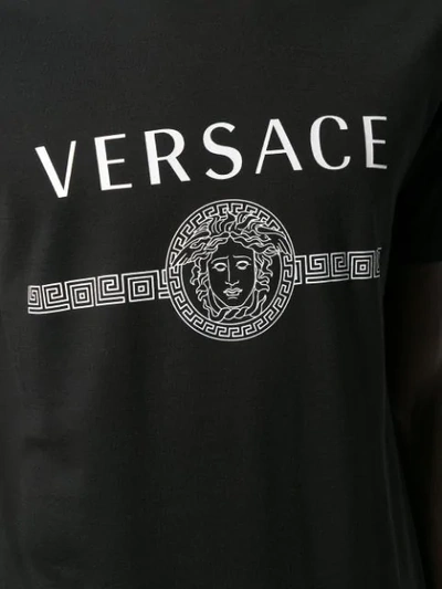 Shop Versace Printed Logo T-shirt In Black