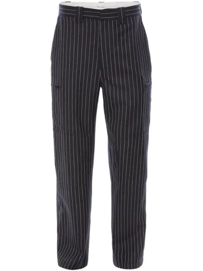 Shop Jw Anderson Pinstripe Straight Trousers In Blue