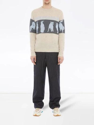 Shop Jw Anderson Pinstripe Straight Trousers In Blue