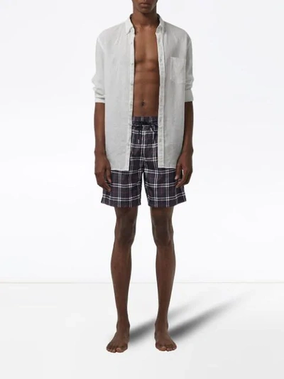 Shop Burberry Drawcord Swim Shorts In Blue