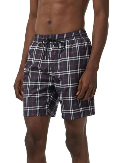 Shop Burberry Drawcord Swim Shorts In Blue