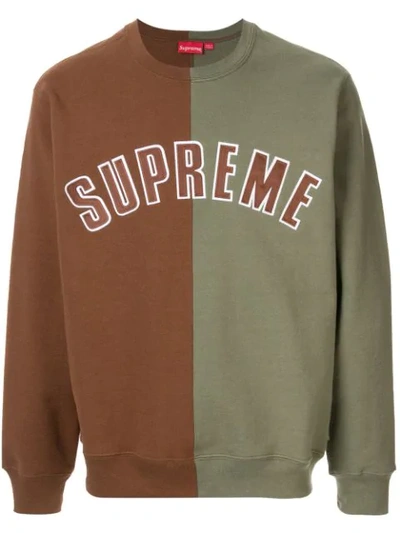 Supreme Split Crew Neck Sweatshirt In Brown | ModeSens