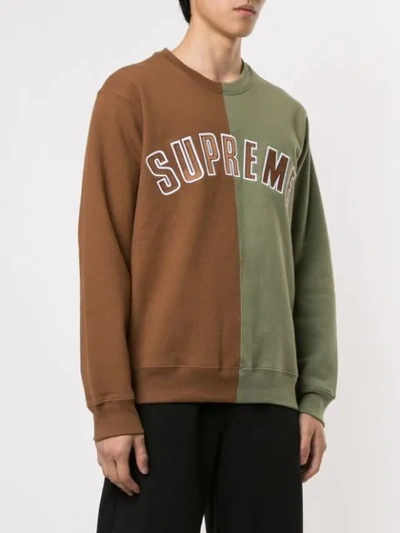 Split Crew Neck Sweatshirt In Brown