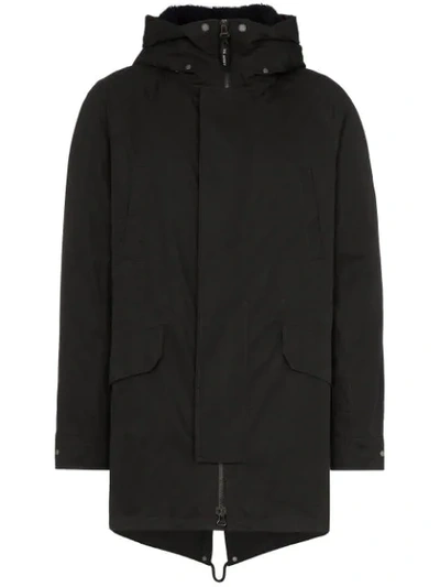 Shop Yves Salomon Hooded Parka Jacket In Black