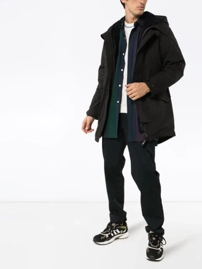 Shop Yves Salomon Hooded Parka Jacket In Black