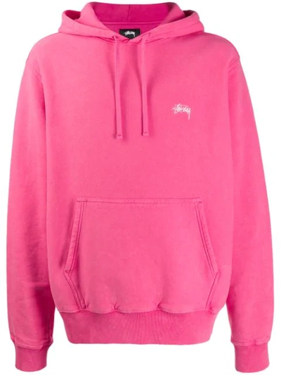 Shop Stussy Stock Logo Hoodie In Pink