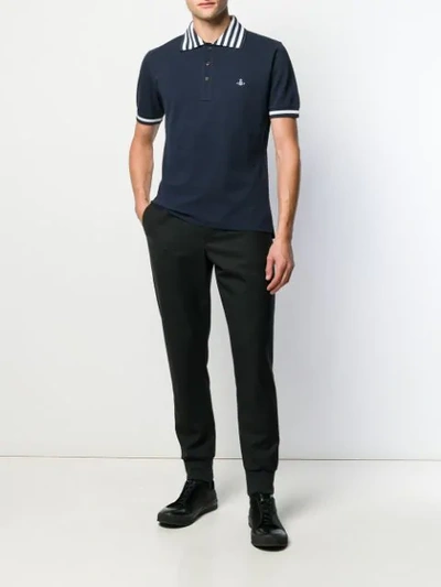 Shop Vivienne Westwood Striped Trim Polo Shirt In Blue