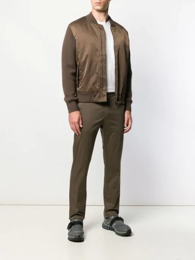 Shop Z Zegna Classic Bomber Jacket In Brown