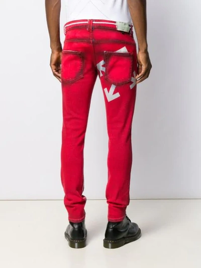 Shop Off-white Tie Belt Detailed Skinny Jeans In Red