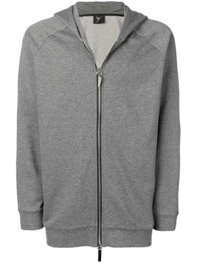 Shop Giuseppe Zanotti Zip Front Hoodie In Grey