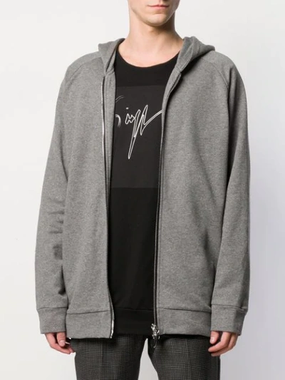 Shop Giuseppe Zanotti Zip Front Hoodie In Grey