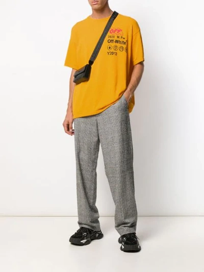 Shop Off-white Logo Textured Oversized T-shirt In Yellow
