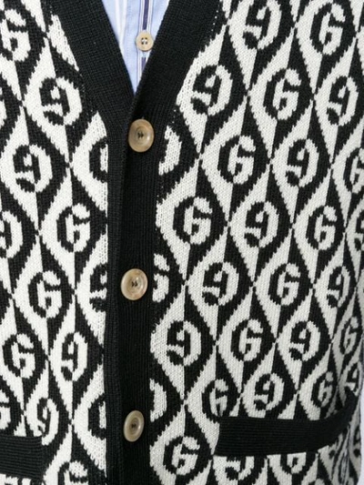 Shop Gucci Monogram Buttoned Cardigan In White