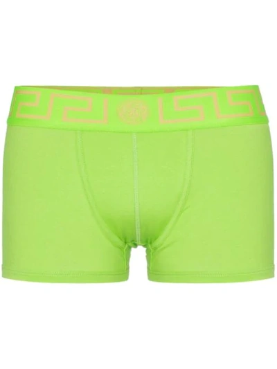 Shop Versace Logo Embroidered Boxer Briefs In Green