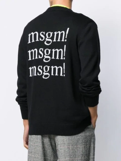 Shop Msgm Intarsia Logo Jumper In Black