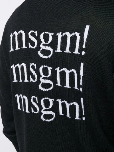 Shop Msgm Intarsia Logo Jumper In Black