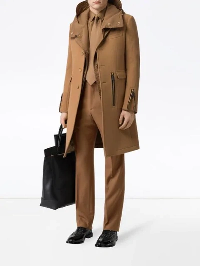 Shop Burberry Zip-detailed Coat In Neutrals