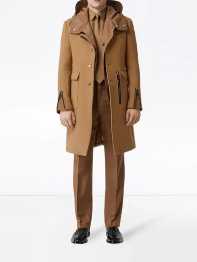 Shop Burberry Zip-detailed Coat In Neutrals