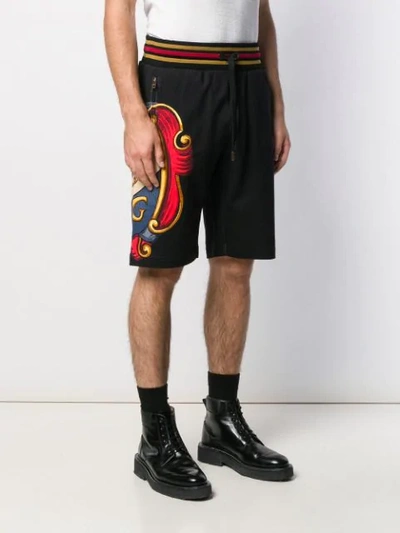 Shop Dolce & Gabbana Emblem Print Shorts In Black