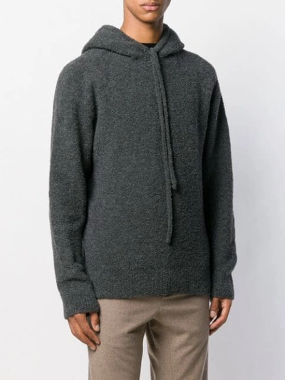 Shop Maison Flaneur Fine Knit Hoodie In Anthracite