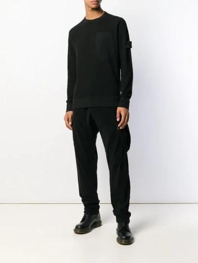 Shop Stone Island Shadow Project Round Neck Sweater In Black