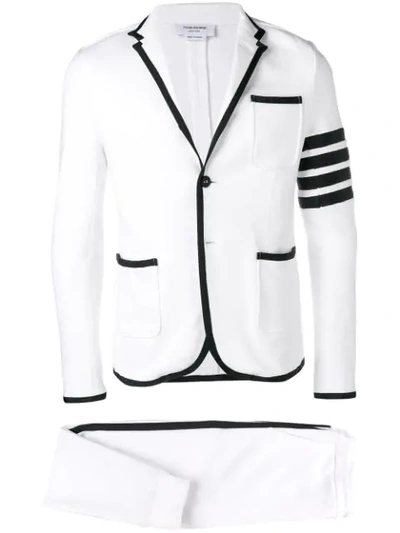 Shop Thom Browne 4-bar Loopback Jersey Suit In White