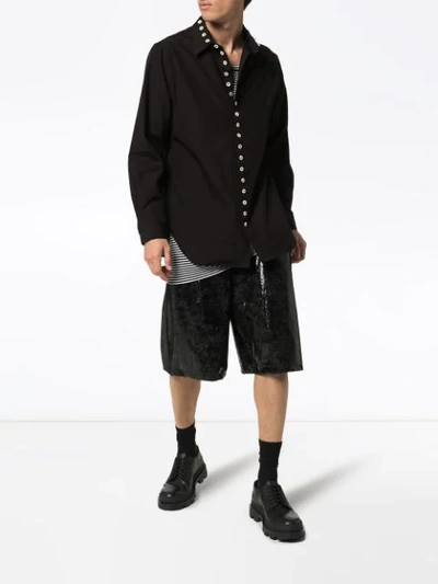 Shop Yohji Yamamoto Button-up Oversized Shirt In Black