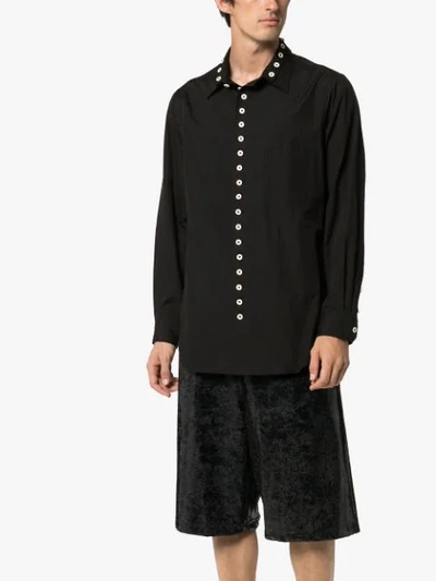 Shop Yohji Yamamoto Button-up Oversized Shirt In Black