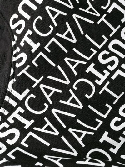 Shop Just Cavalli Logo Print Zipped Hoodie In Black