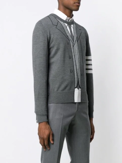 Shop Thom Browne Trompe L'oiel Suit Merino Pullover In Grey